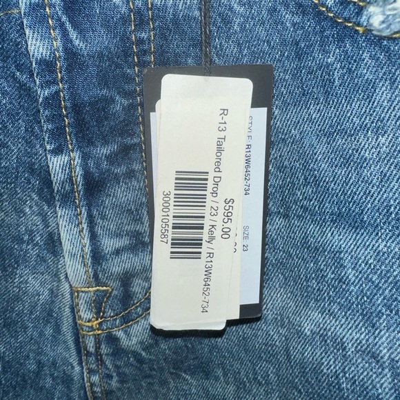 R-13 Tailored Drop Cropped Jeans in Kelly Size 23 - Picture 6 of 7